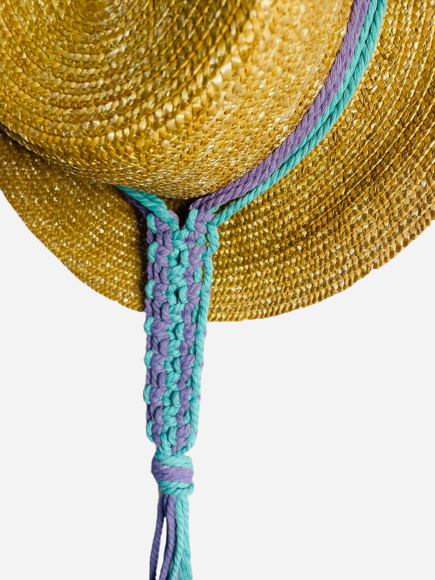 Turquoise/Purple Macrame Hat Hanger