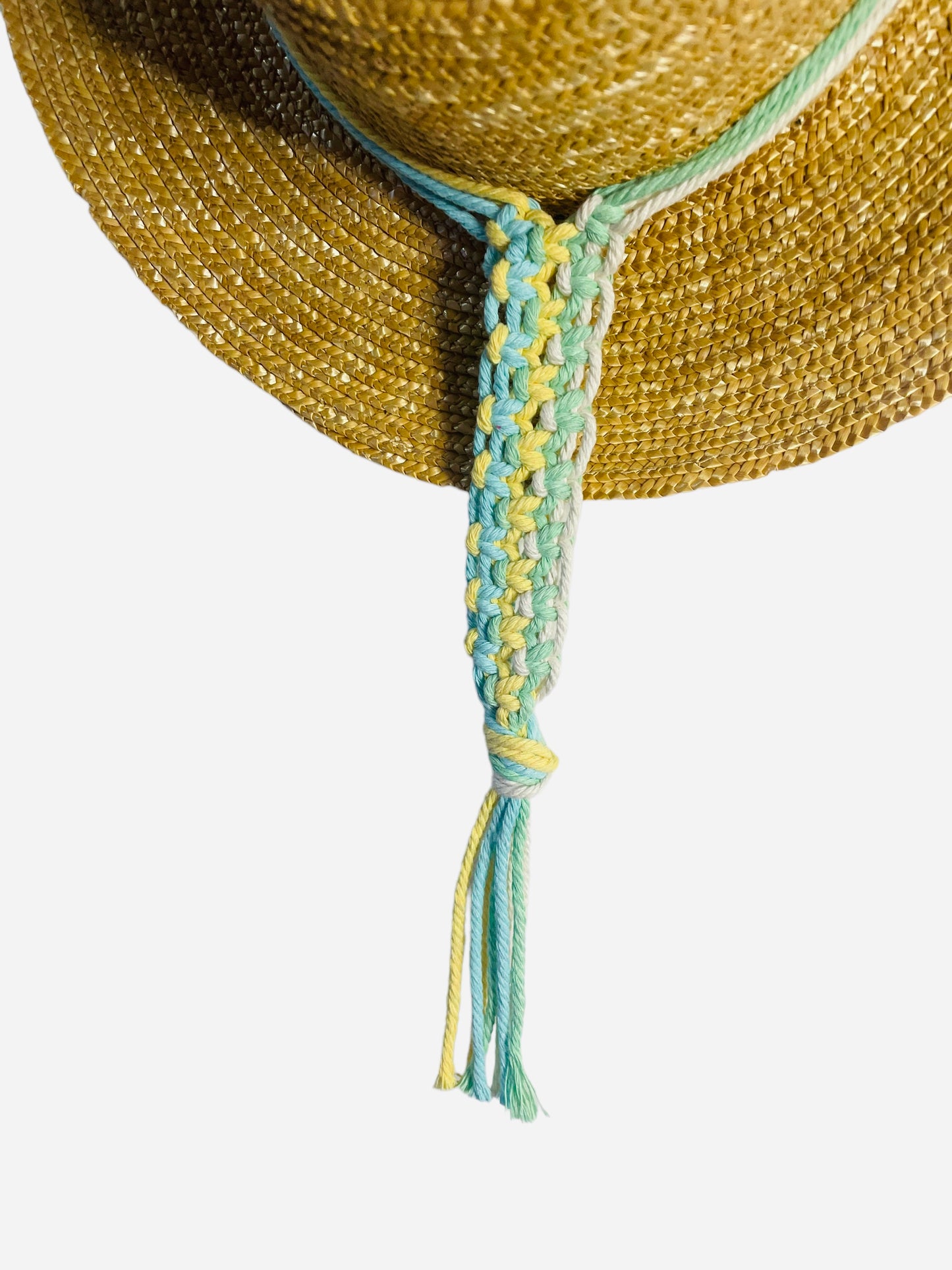 Blue, White, Green & Lemon Macrame Hat Hanger