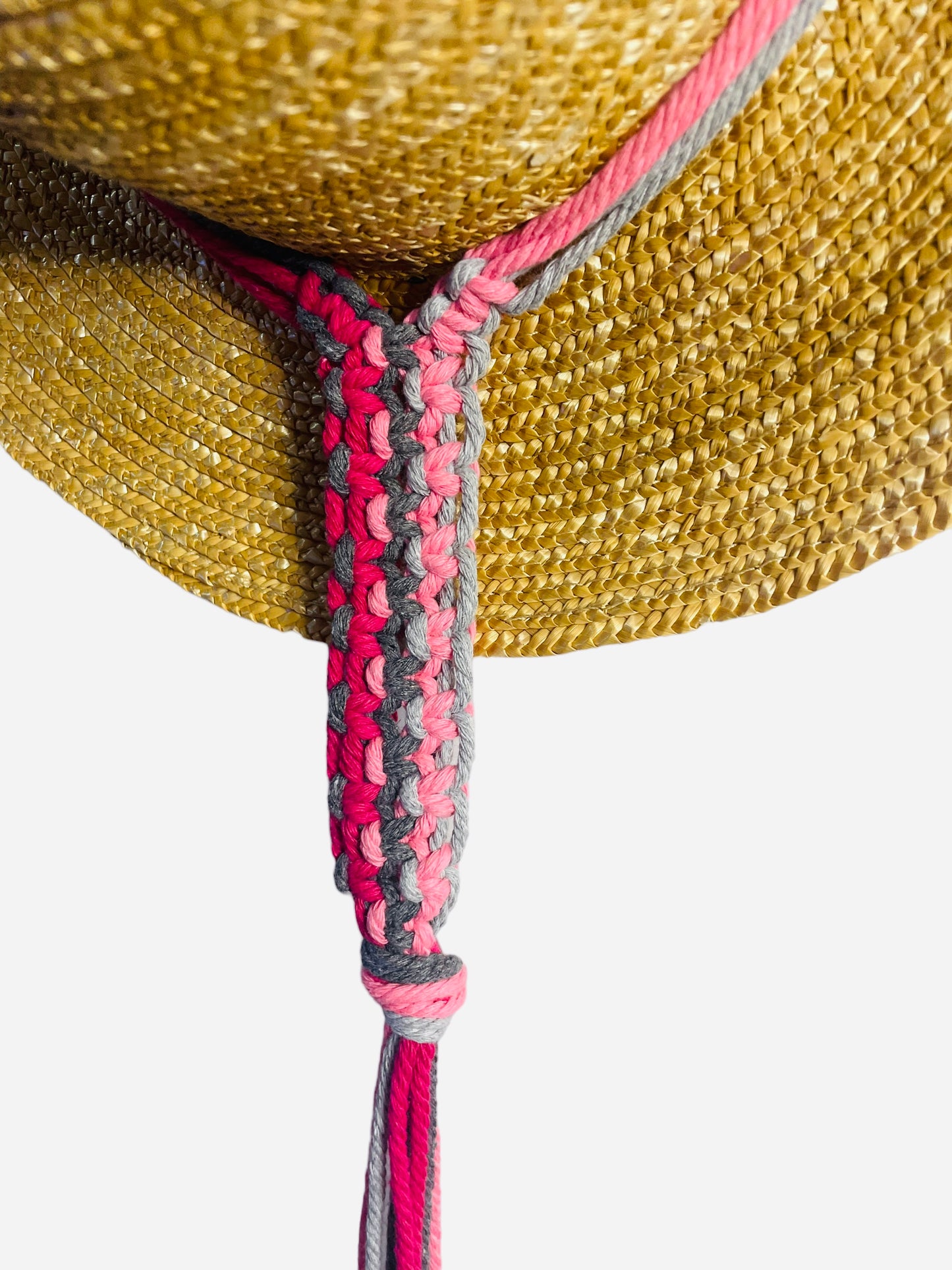 Dark Pink,Pink, Light Grey, Dark Grey Macrame Hat Hanger