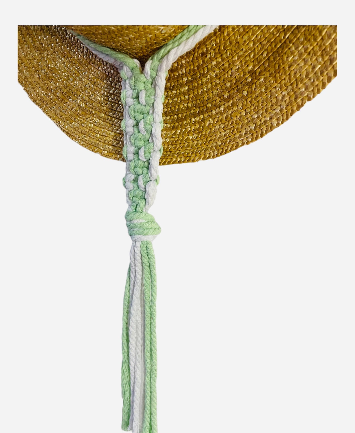 Mint Green/White Macrame Hat Hanger